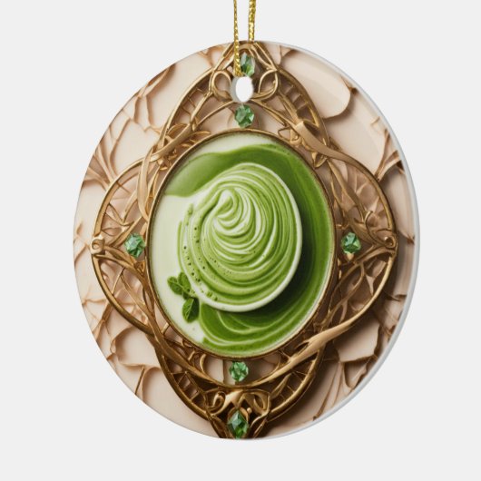 Matcha Latte Prism Keramisch Ornament (Links)