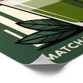Matcha Latte Retro Donkergroen Cafe Grafisch Poster (Hoek)