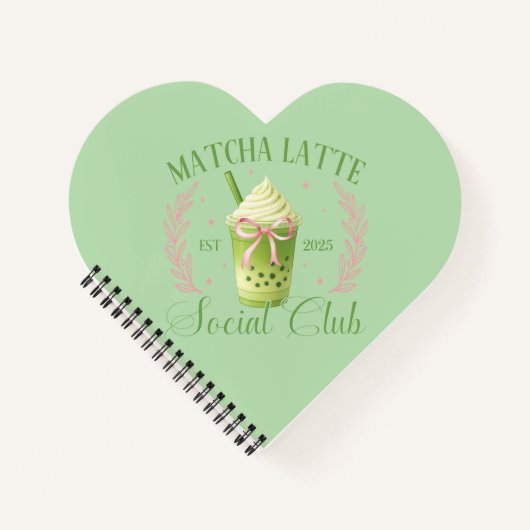 Matcha Latte Social Club Heart Spiral Notitieboek (Voorkant)