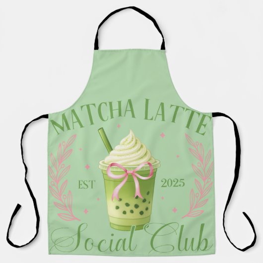 Matcha Latte Social Club Pink en Sage Green Schort (Voorkant)