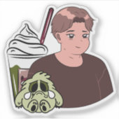 Matcha Latte & Verdrietig Klein Monster – Esthetis Sticker (Voorkant)