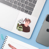 Matcha Latte & Verdrietig Klein Monster – Esthetis Sticker (Laptop met iPhone)