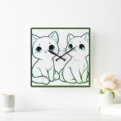 Matcha Leaf Vierkante Klok (Huis)