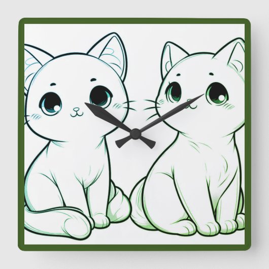 Matcha Leaf Vierkante Klok (Voorkant)