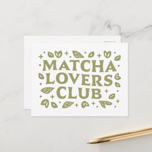 Matcha liefhebbers club esthetiek briefkaart (Voorkant / Achterkant in situ)