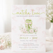 Matcha Love Baby Shower Uitnodiging | Groene Thee