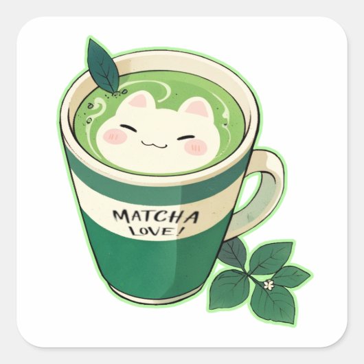 Matcha Love Cat Sticker (Voorkant)