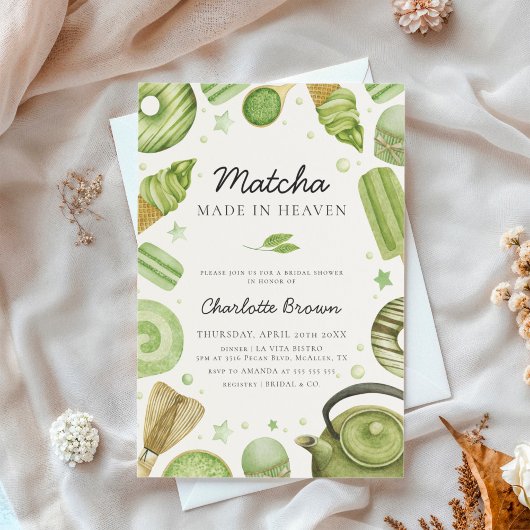 Matcha Made in Heaven Bruids Douche Uitnodiging