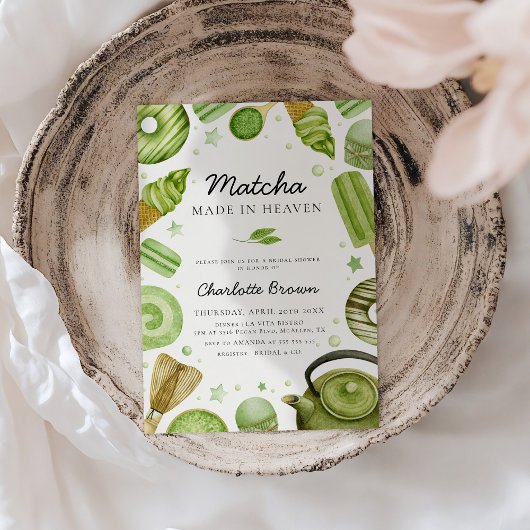 Matcha Made in Heaven Bruids Douche Uitnodiging