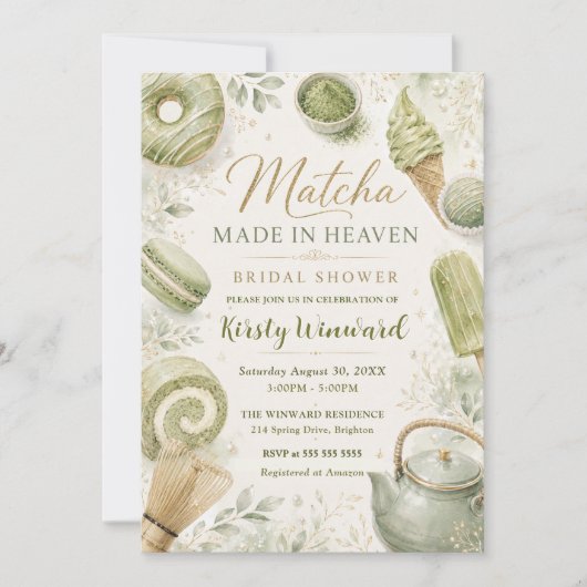 Matcha Made in Heaven Bruiloftsborrel Kaart (Voorkant)