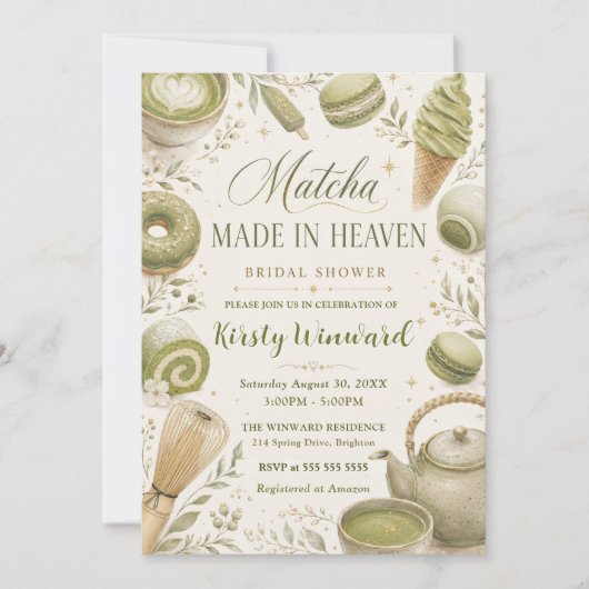Matcha Made in Heaven Bruiloftsborrel Kaart (Voorkant)