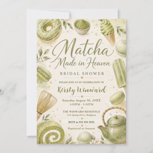 Matcha Made in Heaven Bruiloftsfeest Kaart (Voorkant)