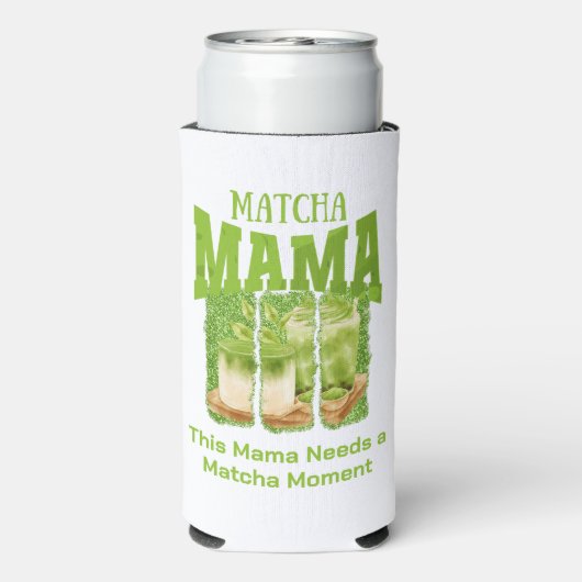 MATCHA MAMA Green Glitter Brush Stroke Seltzer Blikjeskoeler (Seltzer Achterkant)