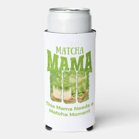 MATCHA MAMA Green Glitter Brush Stroke Seltzer Blikjeskoeler (Seltzer Voorkant)