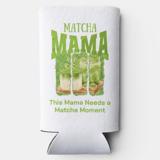MATCHA MAMA Green Glitter Brush Stroke Seltzer Blikjeskoeler (Achterkant)