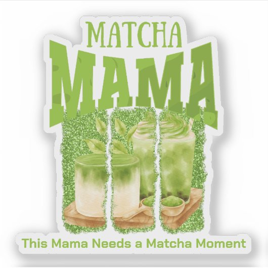 MATCHA MAMA Green Glitter Brush Stroke Sticker (Voorkant)