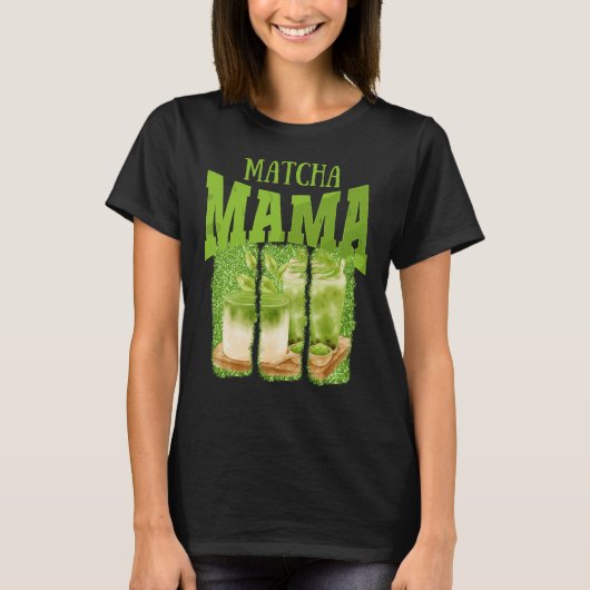 MATCHA MAMA Green Glitter Brush Stroke T-shirt (Voorkant)