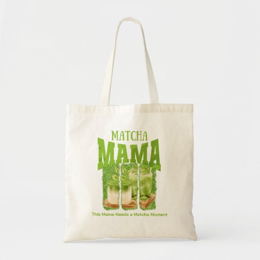 MATCHA MAMA Green Glitter Brush Stroke Tote Bag (Voorkant)