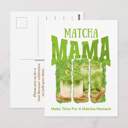 MATCHA MAMA Groene Thee Glitter Mom Gift Cafecore Briefkaart (Voorkant / Achterkant)