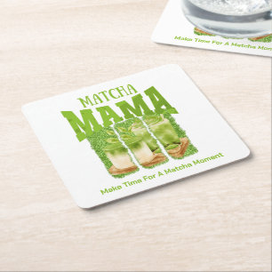 MATCHA MAMA Groene Thee Glitter Mom Gift Cafecore Kartonnen Onderzetters