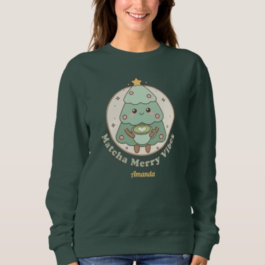 Matcha Merry Vibes Kerstboom Trui (Voorkant)