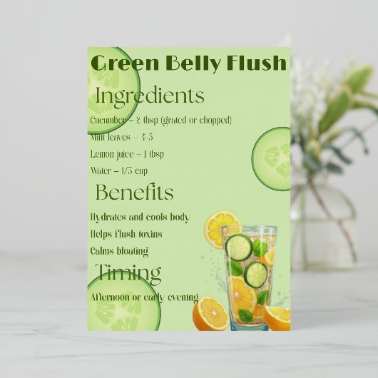 Matcha Mint Detox Folie Uitnodiging (Staand Voorkant)