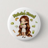 Matcha Mood Aesthetic Design Cute Green Tea Vibes Ronde Button 5,7 Cm (Voorkant)