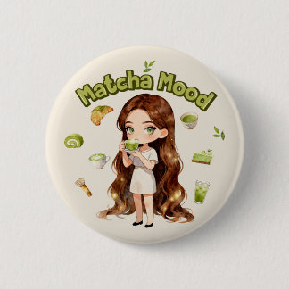 Matcha Mood Aesthetic Design Cute Green Tea Vibes Ronde Button 5,7 Cm