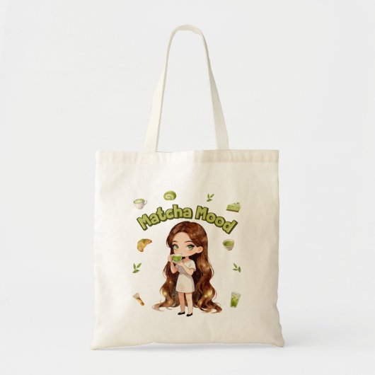 Matcha Mood Aesthetic Design Cute Green Tea Vibes Tote Bag (Voorkant)
