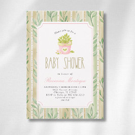 Matcha Plant Salie Gestreepte Bladeren Meisje Baby Kaart