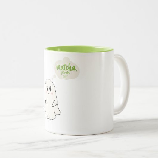 Matcha please! tweekleurige koffiemok (Voorkant rechts)