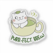 Matcha Purrfect Brew Kat Sticker (Voorkant)