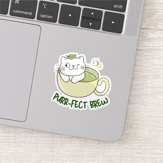 Matcha Purrfect Brew Kat Sticker (Detail)