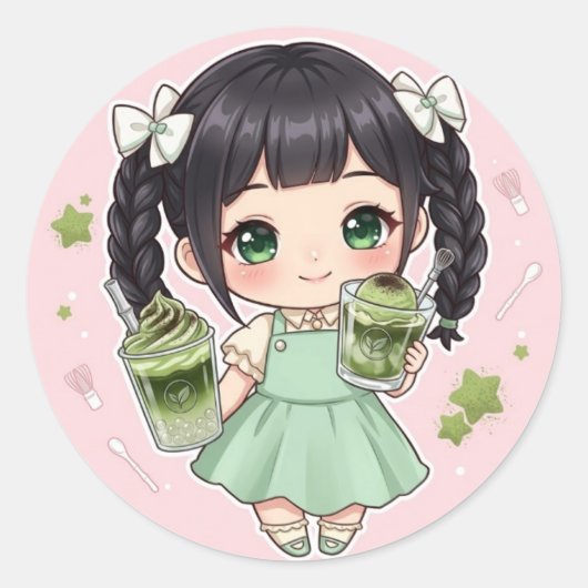 Matcha Ronde Sticker (Voorkant)