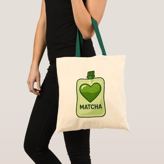 Matcha Serumzak met Hartontwerp Tote Bag (Voorkant (product))