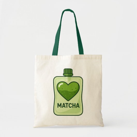 Matcha Serumzak met Hartontwerp Tote Bag (Voorkant)