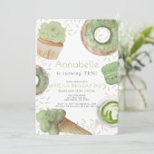 Matcha snoep groene thee party meisje verjaardag kaart (Staand voorkant)