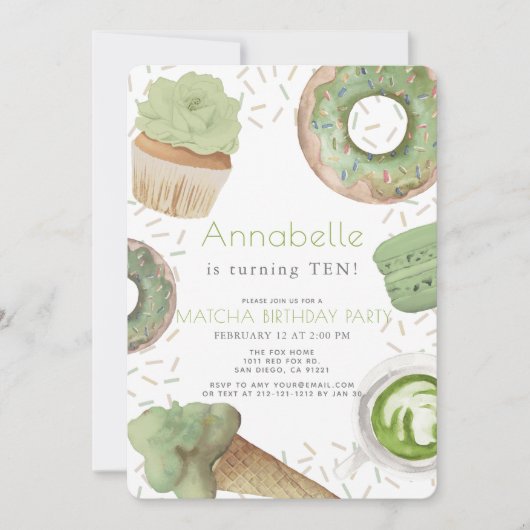 Matcha snoep groene thee party meisje verjaardag kaart (Voorkant)