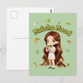 Matcha Stemming Aesthetic Design Schattige Groene  Briefkaart (Voorkant / Achterkant)