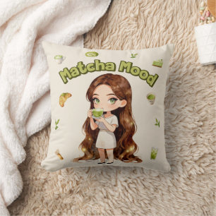 Matcha Stemming Aesthetic Design Schattige Groene  Kussen