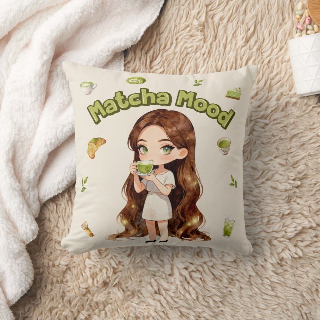 Matcha Stemming Aesthetic Design Schattige Groene  Kussen (Deken)