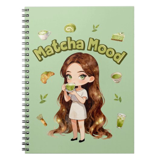 Matcha Stemming Aesthetic Design Schattige Groene  Notitieboek (Voorkant)