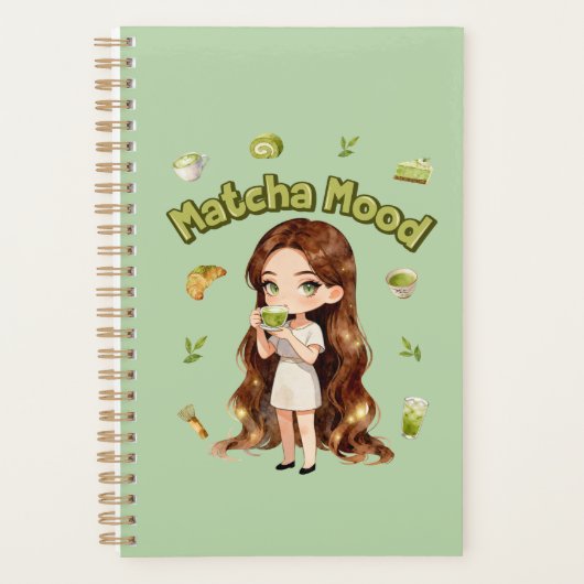 Matcha Stemming Aesthetic Design Schattige Groene  Planner (Voorkant)