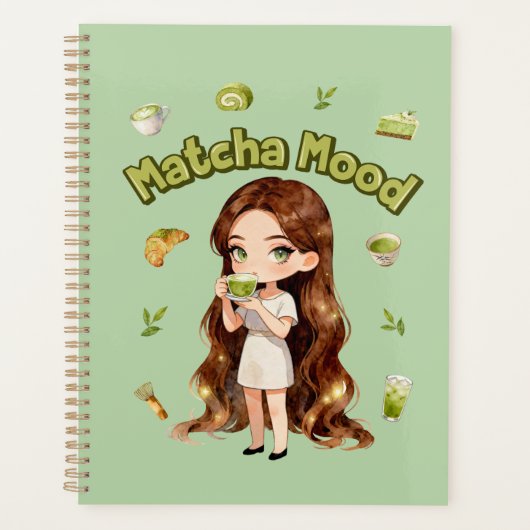 Matcha Stemming Aesthetic Design Schattige Groene  Planner (Voorkant)