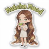 Matcha Stemming Aesthetic Design Schattige Groene Sticker (Voorkant)
