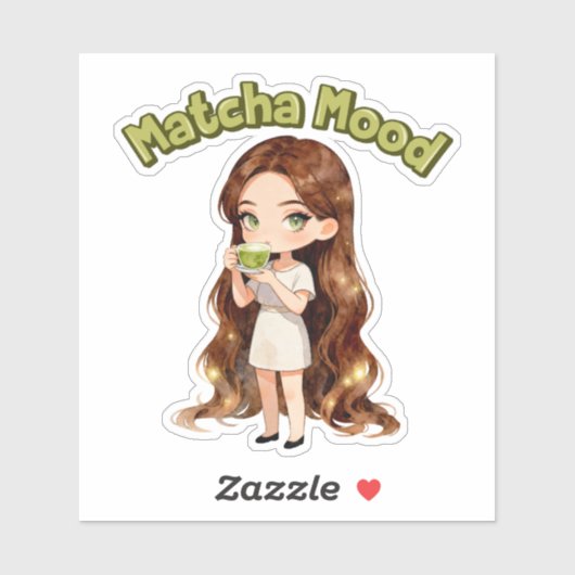 Matcha Stemming Aesthetic Design Schattige Groene Sticker (Vel)