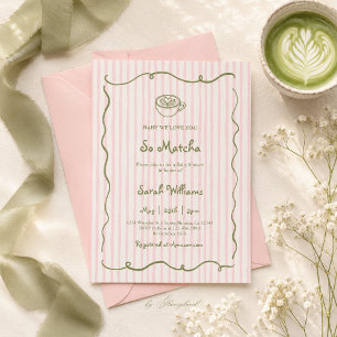Matcha Strawberry Baby Shower Meisje Kaart