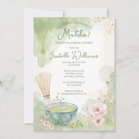 Matcha Tea Bridal Shower Green Tea Party Kaart (Voorkant)