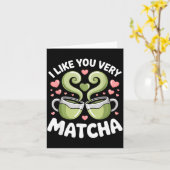 Matcha Tea Quote Green Tea Pun I Like You Very Mat Kaart (Gele Bloem)