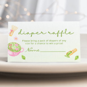 Matcha-thee babyshower luierraffle informatiekaartje